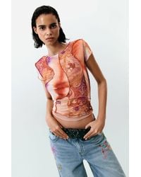 Desigual - Printed Short Sleeve T-Shirt, Polyester - Lyst