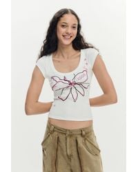 Desigual - Fitted Flower T-Shirt, Cotton - Lyst