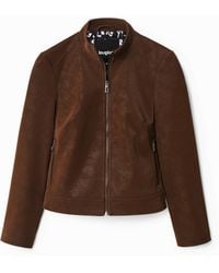 Desigual - Suede-Effect Jacket, Polyurethane - Lyst