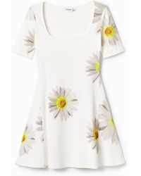 Desigual - Short-Sleeve Dress With Daisies Designed By: M. Christian Lacroix, Viscose - Lyst