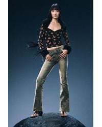 Desigual - Printed Flare Jeans, Cotton - Lyst