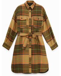 Desigual - Long Coat Tartan - Lyst
