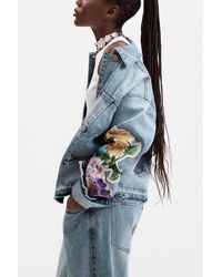 Desigual - Embroidered Denim Jacket, Cotton - Lyst