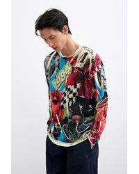 Desigual - Collage Print Sweater, Cotton - Lyst