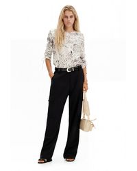 Desigual - Blouse With Adjustable Sleeves And Text Prints - Lyst