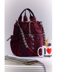 Desigual - Medium Multi-Position Denim Velvet Backpack, Cotton - Lyst