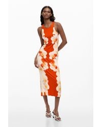 Desigual - Side Flowers Dress, Viscose - Lyst
