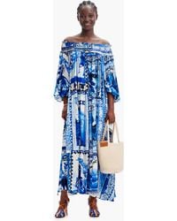 Desigual - Stella Jean Long Arty Postcard Dress, Viscose - Lyst