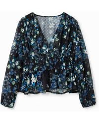 Desigual - Floral Plumetis Blouse, Polyester - Lyst