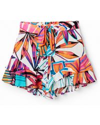 Desigual - Tropical Ruffle Shorts, Viscose - Lyst