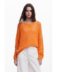 Desigual - Fließender Pullover Mit Lochmuster - Lyst