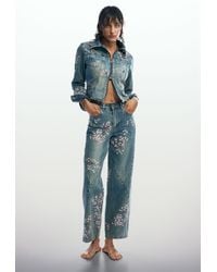 Desigual - Regular Embroidered Denim Pants, Cotton - Lyst