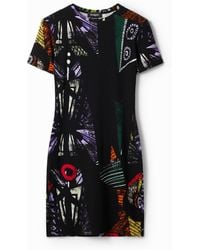 Desigual - M. Christian Lacroix Short Dress With Cubist Print, Viscose - Lyst