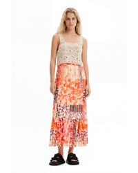 Desigual - Long 2-In-1 Patchwork Dress, Cotton - Lyst