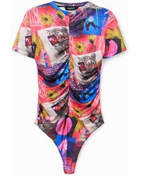 Desigual - Ruched Collage Bodysuit, Polyester - Lyst