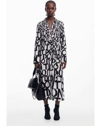 Desigual - Lettering Midi Dress, Viscose - Lyst