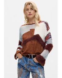 Desigual - Jersey Tejido Combinado, Mujer, Marrón - Lyst