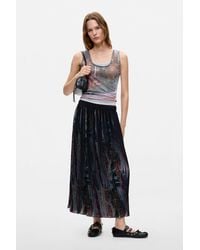 Desigual - Floral Midi Pleated Skirt, Polyester - Lyst