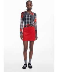 Desigual - Suede Mini Skirt, Polyester - Lyst
