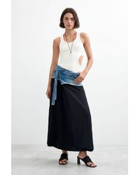 Desigual - Long Pleated Denim Skirt - Lyst