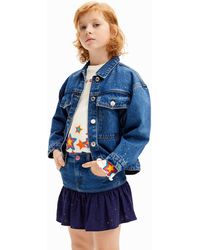Desigual - Denim Mini Skirt With Ruffle And Polka Dots - Lyst