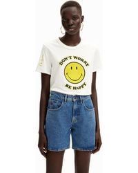 Desigual - Rhinestone Smiley Originals T-shirt - Lyst