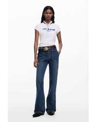 Desigual - Embroidered Flare Jeans, Cotton - Lyst