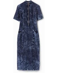 Desigual - Midikleid Reißverschluss, Baumwolle, Blau - Lyst
