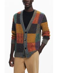 Desigual - Plaid Button-Front Wool Cardigan - Lyst