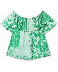 Desigual - Patchwork Floral Ruffle Blouse, Viscose - Lyst