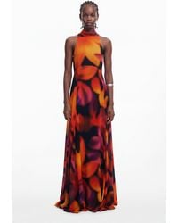 Desigual - Long Halter Floral Dress, Viscose - Lyst
