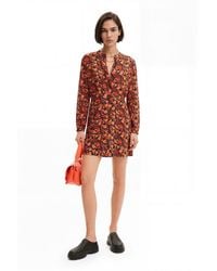 Desigual - Short Floral Shirt Dress, Viscose - Lyst