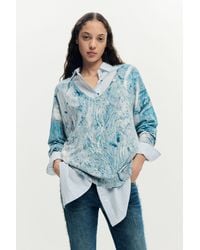 Desigual - V-Neck Sweater With Abstract Print - Lyst
