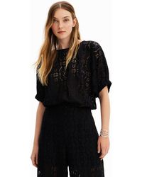 Desigual Short Sleeve Japanese Style Blouse in Black | Lyst UK