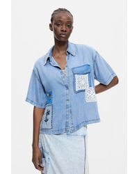Desigual - Short Sleeve Patchwork Shirt, Lyocell - Lyst