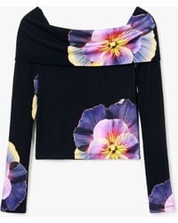 Desigual - T-Shirt Imprimé Fleurs M. Christian Lacroix, Femme, Viscose, Noir - Lyst