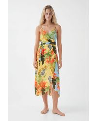Desigual - Tropical Wrap Midi Dress, Viscose - Lyst