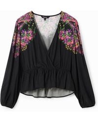Desigual - Digital Floral Wrap Blouse, Viscose - Lyst