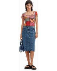 Desigual - Geometric Patchwork T-Shirt, Polyester - Lyst