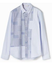Desigual - Plaid Patchwork Shirt, Cotton - Lyst