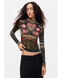 Desigual - Printed T-Shirt With High Neck, Viscose - Lyst
