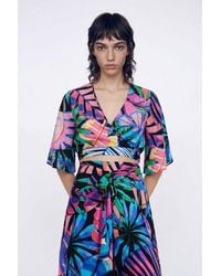 Desigual - Tropical Wrap Crop Top, Viscose - Lyst