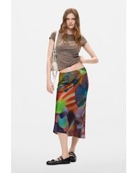 Desigual - Printed Midi Skirt, Viscose - Lyst