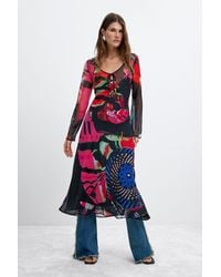 Desigual - Printed Long-Sleeve Dress M. C. Lacroix, Polyester - Lyst