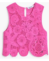 Desigual - Cropped Crochet Top, Cotton - Lyst