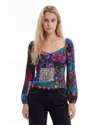 Desigual - Patchwork Corset Blouse, Viscose - Lyst