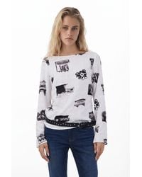 Desigual - Textured Blouse With Bows, Polyester - Lyst