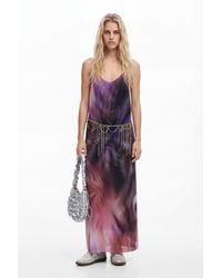 Desigual - Pleated Dress With Floral Print, Polyester - Lyst