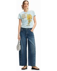 Desigual - Short-sleeved T-shirt With Flowers And Phrases. - Lyst