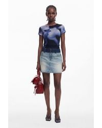 Desigual - Double Waist Denim Skirt, Cotton - Lyst